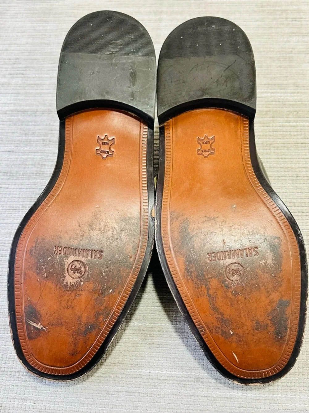 Vintage Salamander Men’s Black Leather Woven‎ Monk Strap Shoes - Size 11